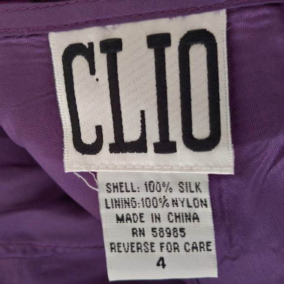 CLIO 100% silk floral embroidery sheer shell zipper w dart waist/4/plum & pink - Picture 5 of 5